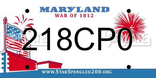 218CP0 Maryland License Plate