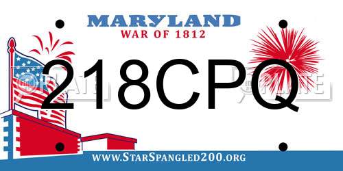 218CPQ Maryland License Plate