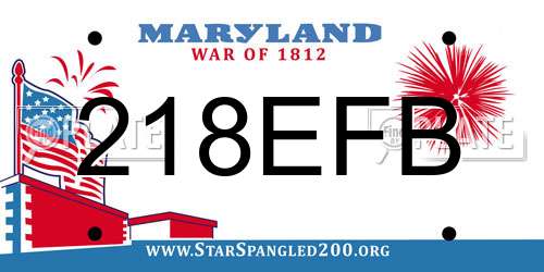218EFB Maryland License Plate