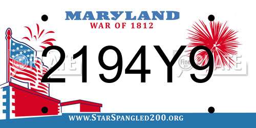 2194Y9 Maryland License Plate