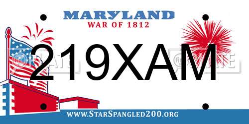 219XAM Maryland License Plate