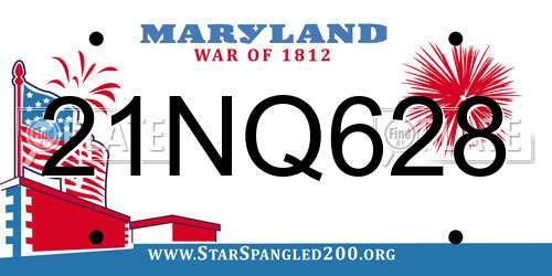 21NQ628 Maryland License Plate