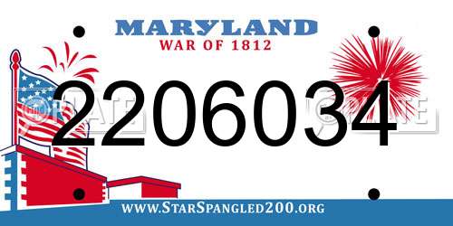 2206034 Maryland License Plate
