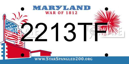 2213TF Maryland License Plate