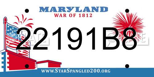 22191B8 Maryland License Plate