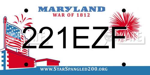 221EZF Maryland License Plate