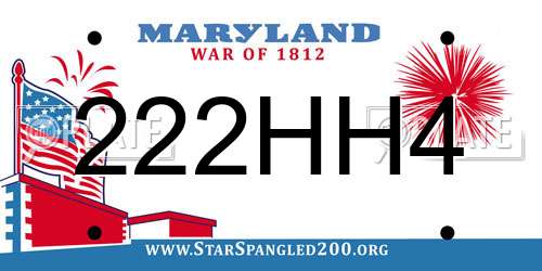 222HH4 Maryland License Plate