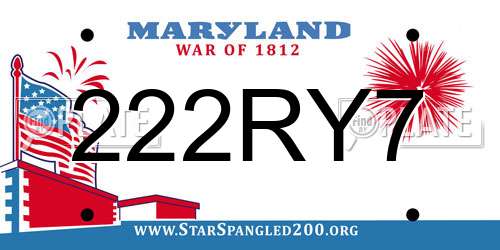 222RY7 Maryland License Plate