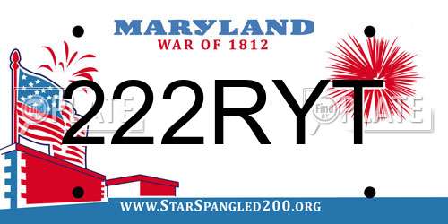 222RYT Maryland License Plate