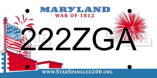 222ZGA Maryland License Plate