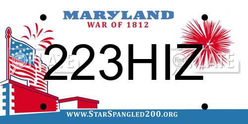 223HIZ Maryland License Plate
