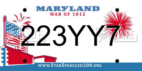 223YY7 Maryland License Plate