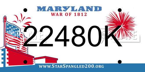 22480K Maryland License Plate