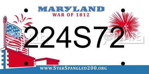 224S72 Maryland License Plate