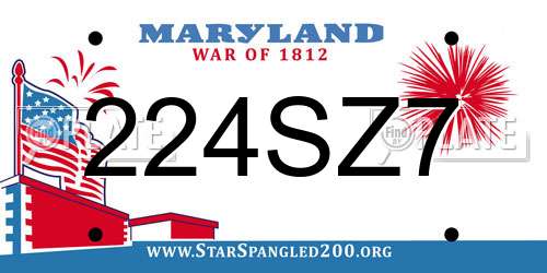 224SZ7 Maryland License Plate