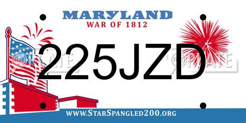 225JZD Maryland License Plate