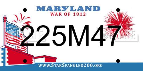 225M47 Maryland License Plate