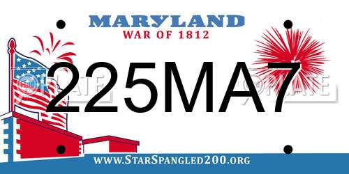 225MA7 Maryland License Plate