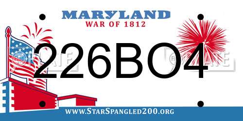 226BO4 Maryland License Plate