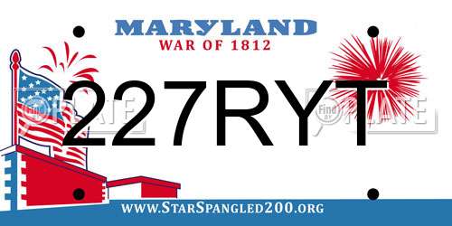 227RYT Maryland License Plate