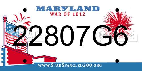 22807G6 Maryland License Plate