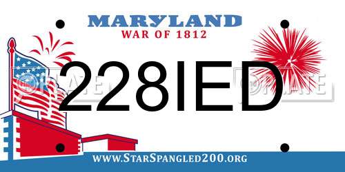 228IED Maryland License Plate