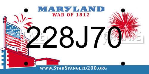 228J70 Maryland License Plate