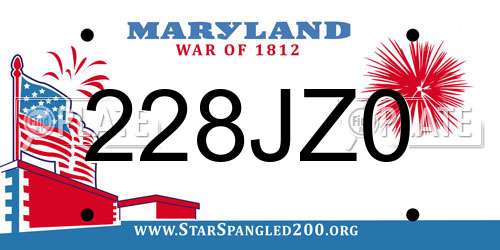 228JZ0 Maryland License Plate