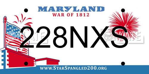 228NXS Maryland License Plate