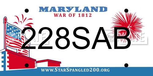 228SAB Maryland License Plate