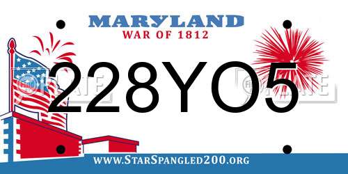 228YO5 Maryland License Plate