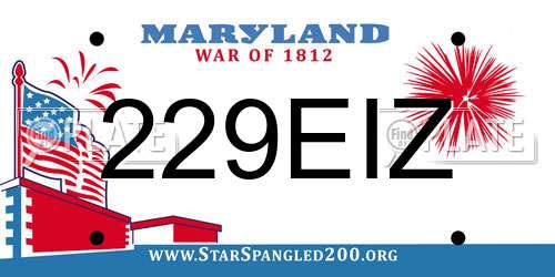 229EIZ Maryland License Plate