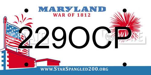 229OCP Maryland License Plate