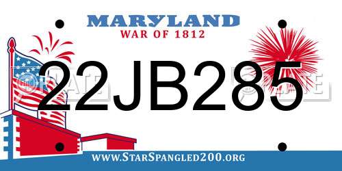 22JB285 Maryland License Plate