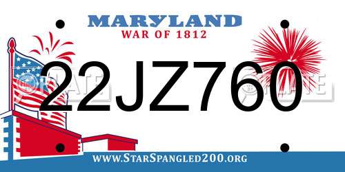 22JZ760 Maryland License Plate