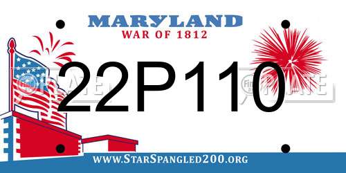22P110 Maryland License Plate