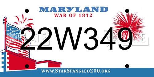 22W349 Maryland License Plate