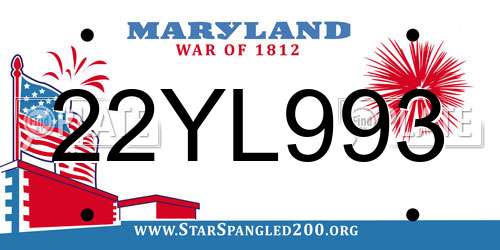 22YL993 Maryland License Plate