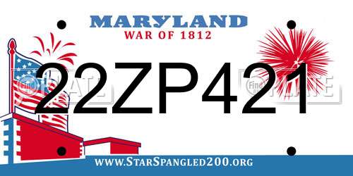 22ZP421 Maryland License Plate