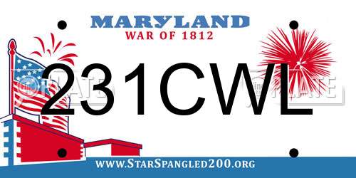 231CWL Maryland License Plate