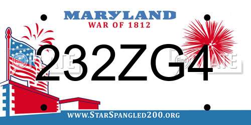 232ZG4 Maryland License Plate