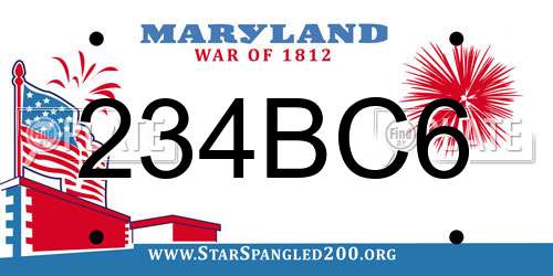 234BC6 Maryland License Plate
