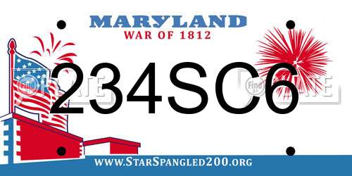 234SC6 Maryland License Plate