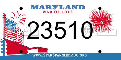 23510 Maryland License Plate