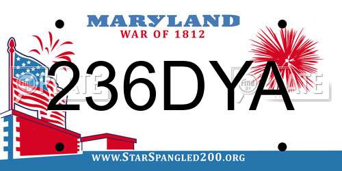 236DYA Maryland License Plate