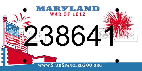 238641 Maryland License Plate