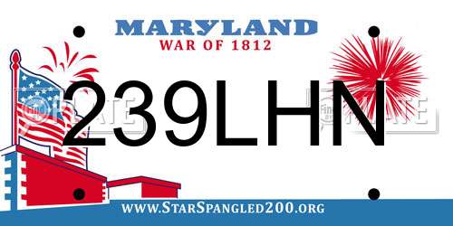 239LHN Maryland License Plate