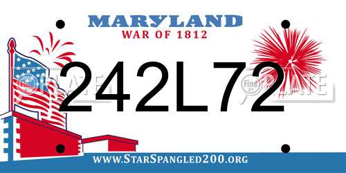 242L72 Maryland License Plate