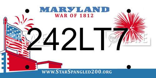 242LT7 Maryland License Plate