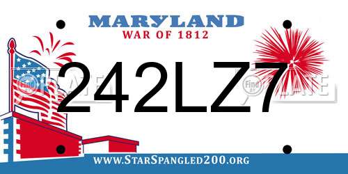 242LZ7 Maryland License Plate